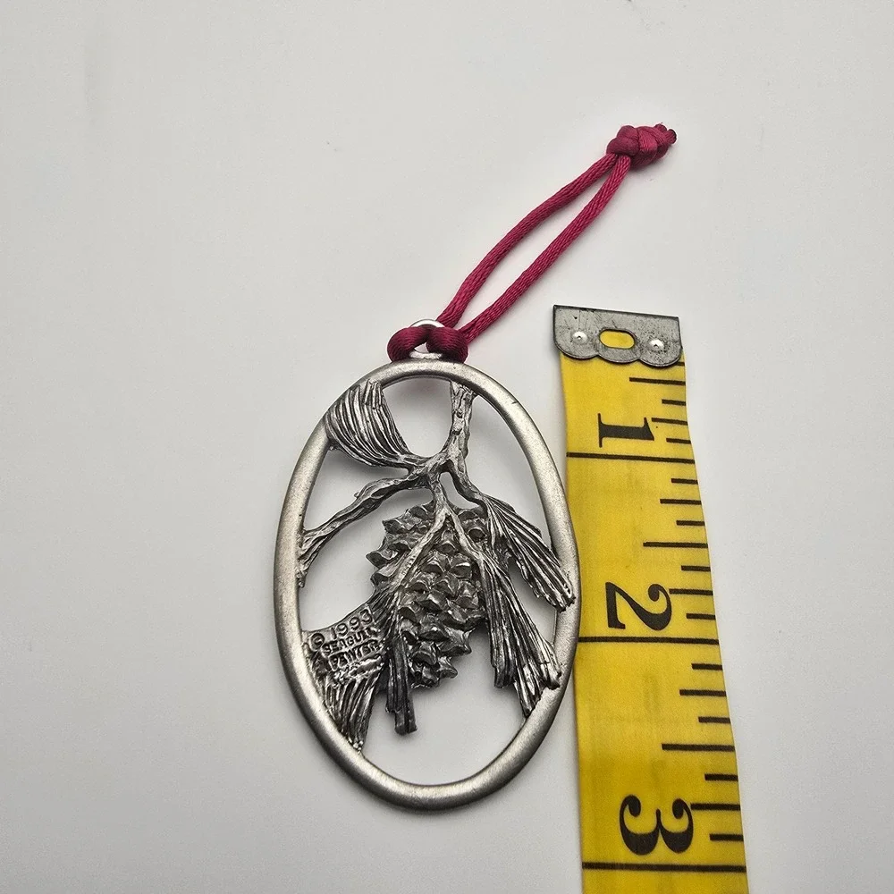 Seagull Pewter Pinecone Ornament Silver 1993 Vintage Nature Gorpcore Cabincore